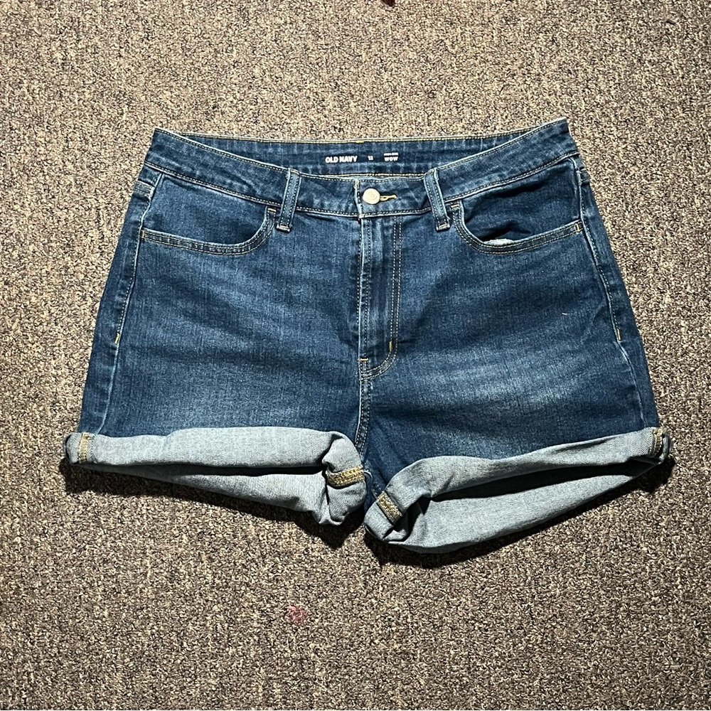 Old Navy Blue Jean Shorts High-Waisted Cuffed